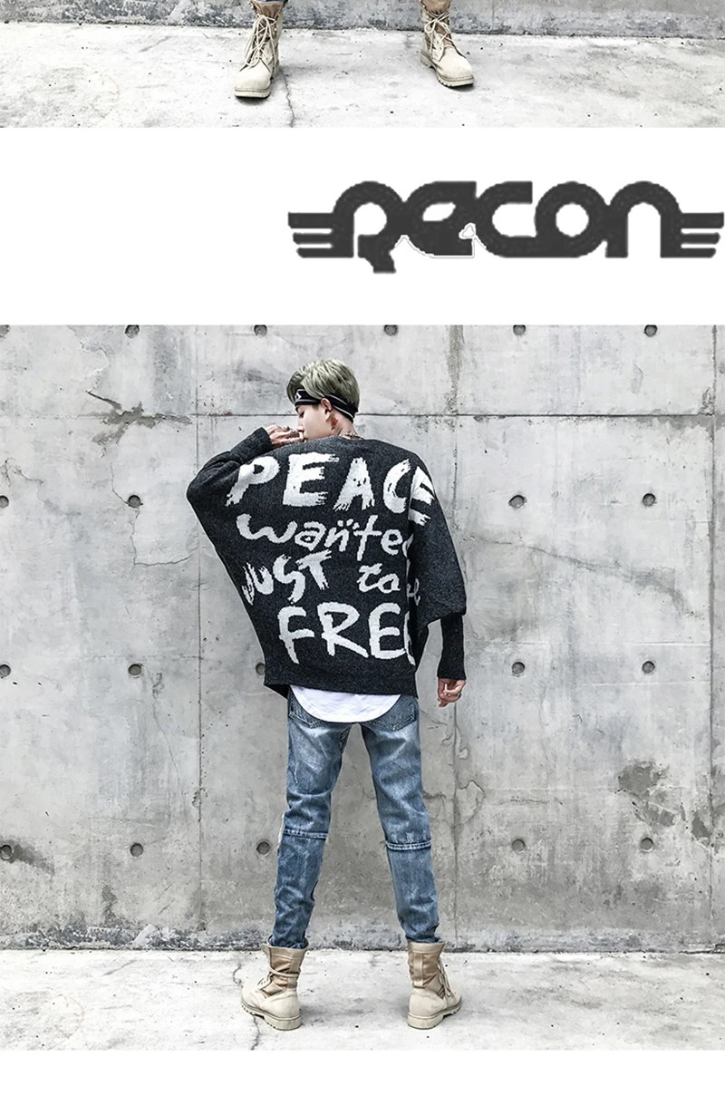 Letter Men Hip Hop Sweater Streetwear Print   (14)