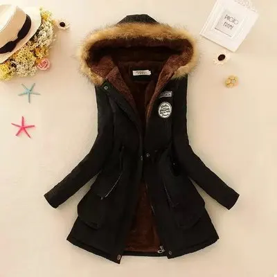 Danjeaner New Parkas Female Women Winter Coat Thickening Cotton Winter Jacket Women Outwear Slim Parkas for Women Winter - Цвет: Black