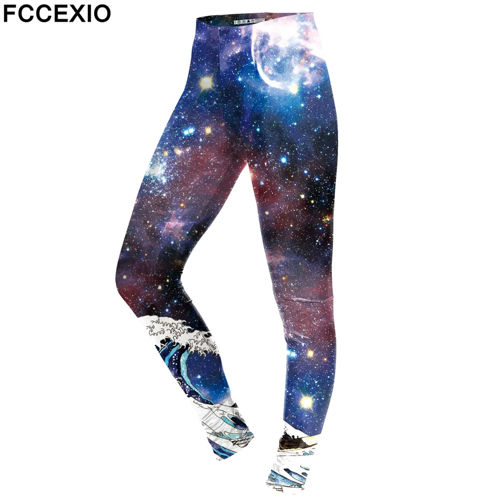 

FCCEXIO New Style 2019 Leggings Women Galaxy Space Digital Print Legging Fitness Leggins Workout Plus Size Pants Legins Trousers