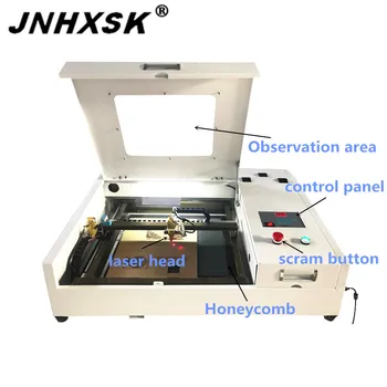 

JNHXSK 50W Co2 4040 Laser Engraving And Cutting Machine With Square Inner Rail And 50W Power Supply