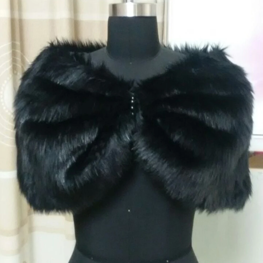 

Black Red Plush Faux Fur Bridal Wedding Jacket Ivory Cape Wrap Red Shrug Bolero White Shawls