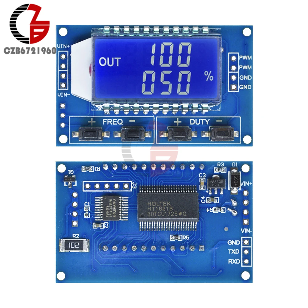 1Hz-150Khz Signal Generator Module Adjustable PWM Pulse Frequency Function Generator Duty Cycle TTL LCD Display 5V DC 12V 24V 6