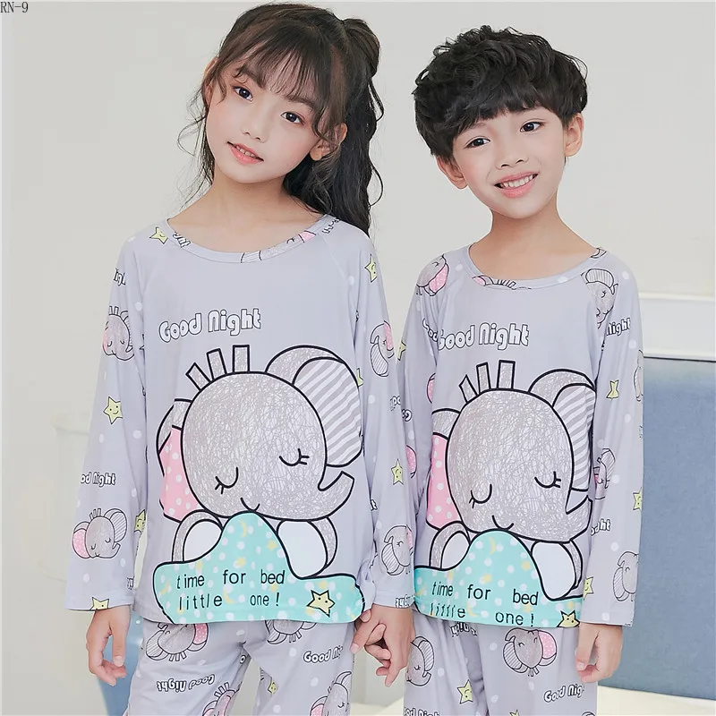 

Girls Pajamas Suit 2019 Spring Children Pajamas Set Cartoon Boys Sleepwear Set Cute Long Sleeve Kids Homewear Baby Nightwear