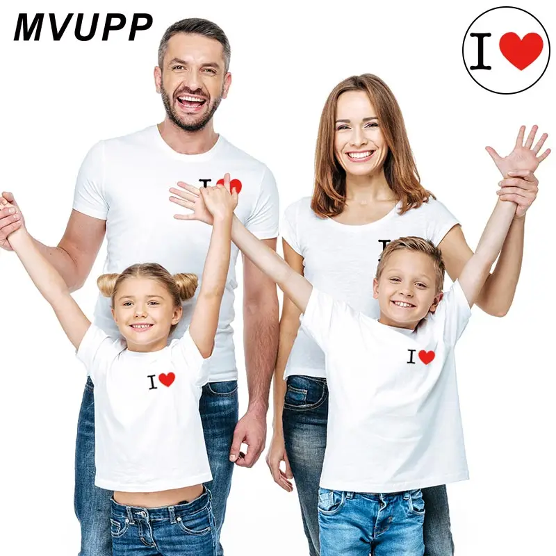 Футболка с принтом I Love family одежда для мамы дочки папы и son одинаковые наряды Мама