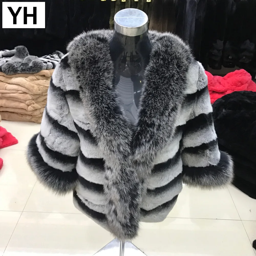 Women New Rex Rabbit Fur Coat Winter Thickening Warm Female Rex Rabbit