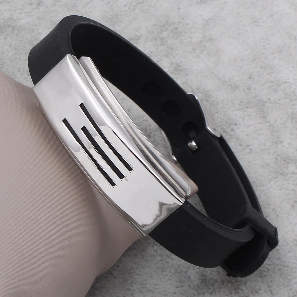 YYW New Arrival Black Silicone Rubber Wristband Adjustable Bracelets