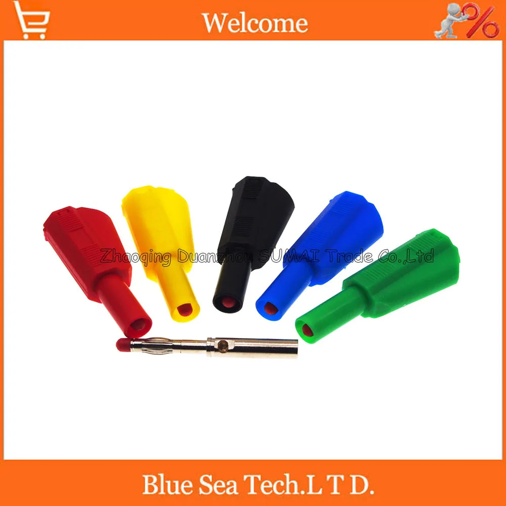 10pcs DIY Stackable 4mm banana plug with sheath PA,High voltage safety