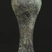 АЗИИ КИТАЙСКИЙ СТАРАЯ БРОНЗА КОЛЛЕКЦИОННЫЕ РУЧНОЙ РЕЗНАЯ ВАЗА для цветов УКРАШЕНИЯ