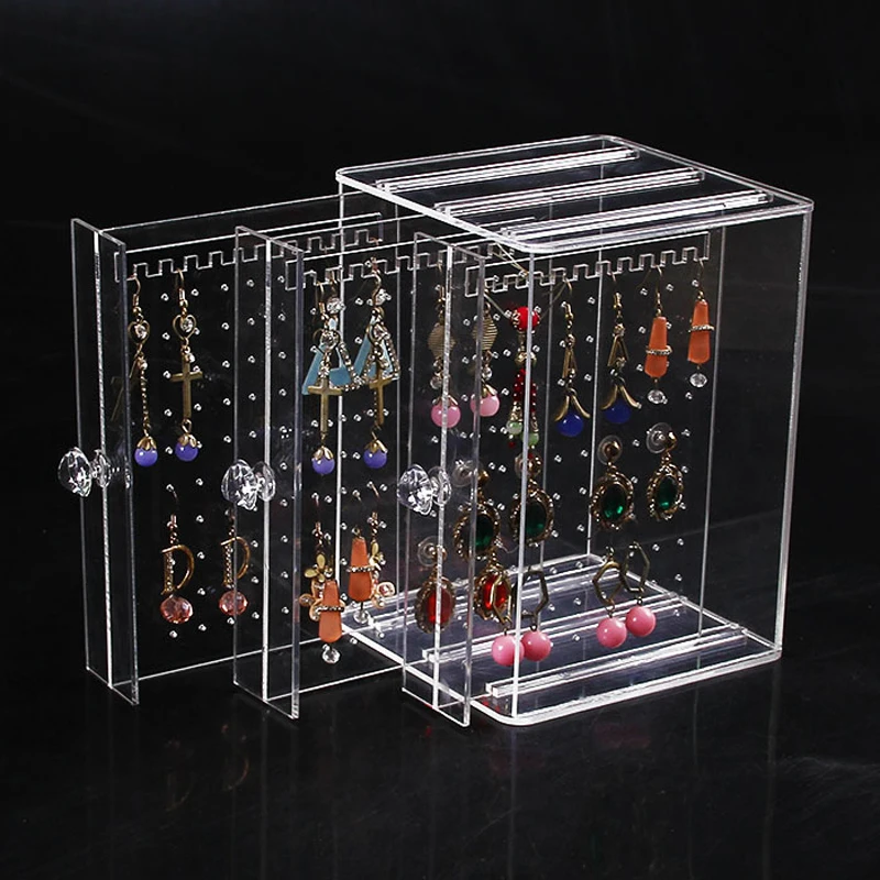 Fashion Acrylic Earring Jewelry Storage Box Makeup Organizer Home