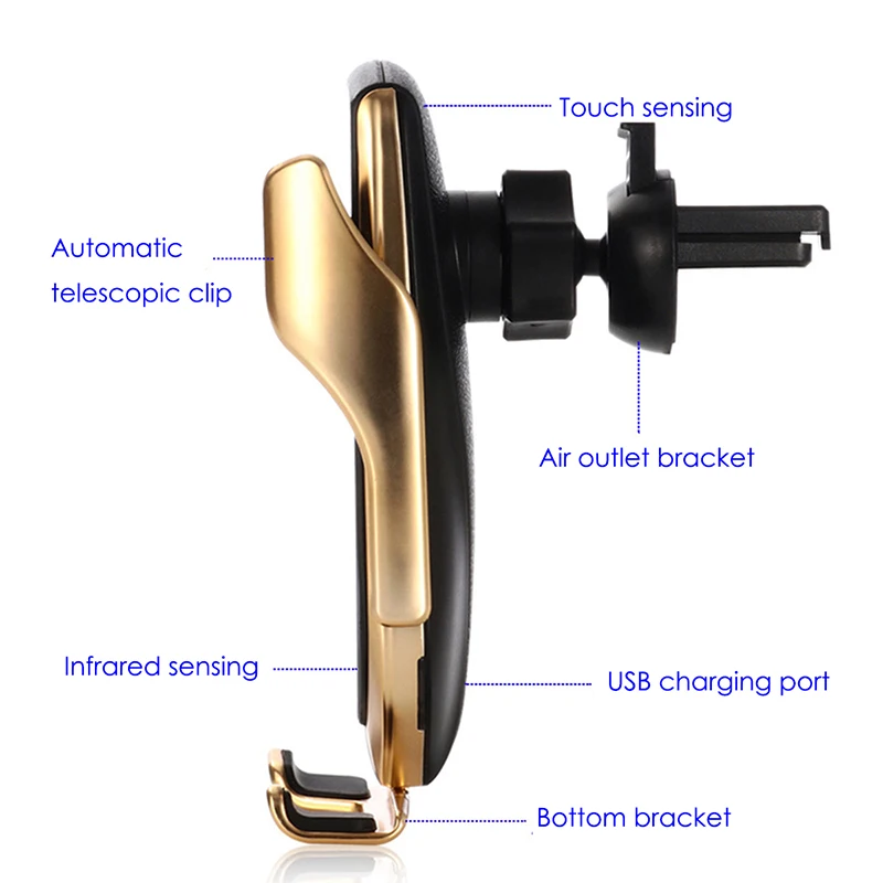 Инфракрасный датчик автомобильное беспроводное зарядное устройство автоматический зажим 10 Вт держатель телефона для IPhone X 7 8 Plus XR Max 6S samsung A70 A5 S10 S9