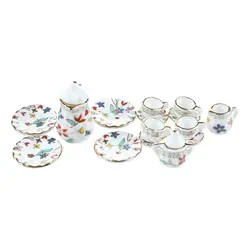 15 шт. миниатюрный кукольный домик Фарфоровая столовая посуда Чайный набор посуды чашка тарелка цветной принт с цветочным рисунком