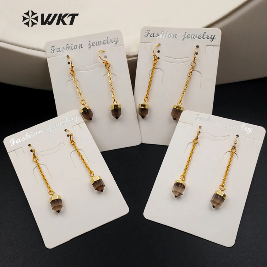 WT-E389 wkt опт Топ Мода Новое поступление Смоки цвет ювелирные изделия из натурального камня для женщин украшения Висячие Серьги
