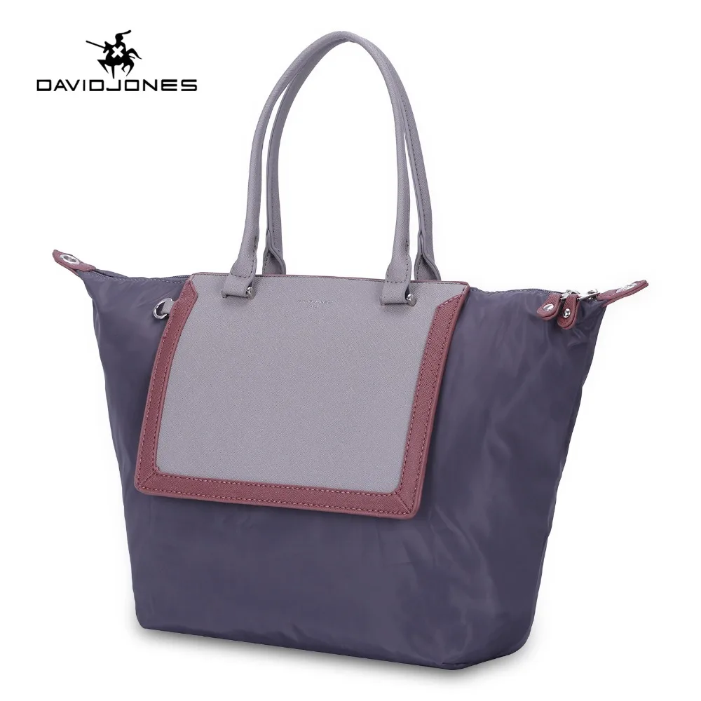

DAVIDJONES women messenger bags nylon female handbag big lady patchwork shoulder bag girl brand tote shopping bag drop shipping