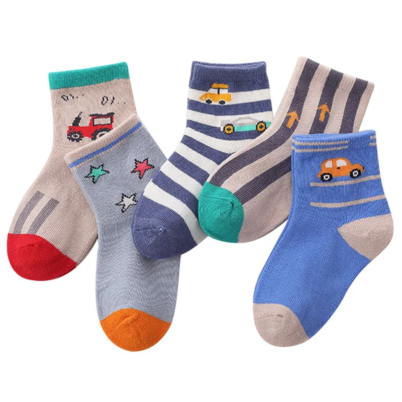 Buy 5 Pairs/Lot Kids Boy Girl Cotton Socks Cars