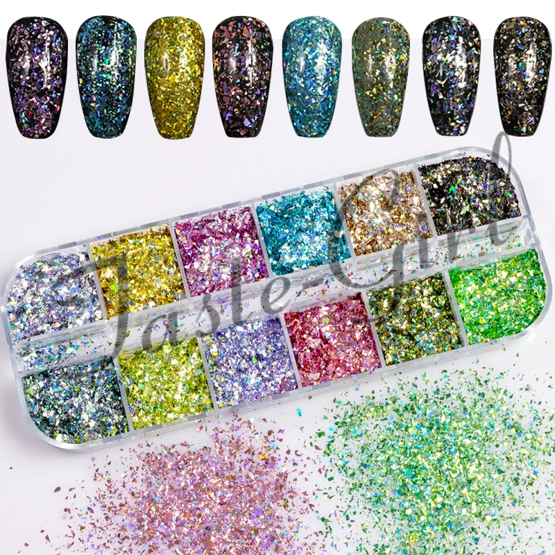 12 شبكات/مجموعة هولو غير النظامية حورية البحر الملونة الليزر مسمار رقائق 3D مسمار الفن بريق هلام البولندية مانيكير DIY ديكور الترتر 12 شبكات/مجموعة هولو غير النظامية حورية البحر الملونة الليزر مسمار رقائق 3D مسمار الفن بريق هلام البولندية مانيكير DIY ديكور الترتر