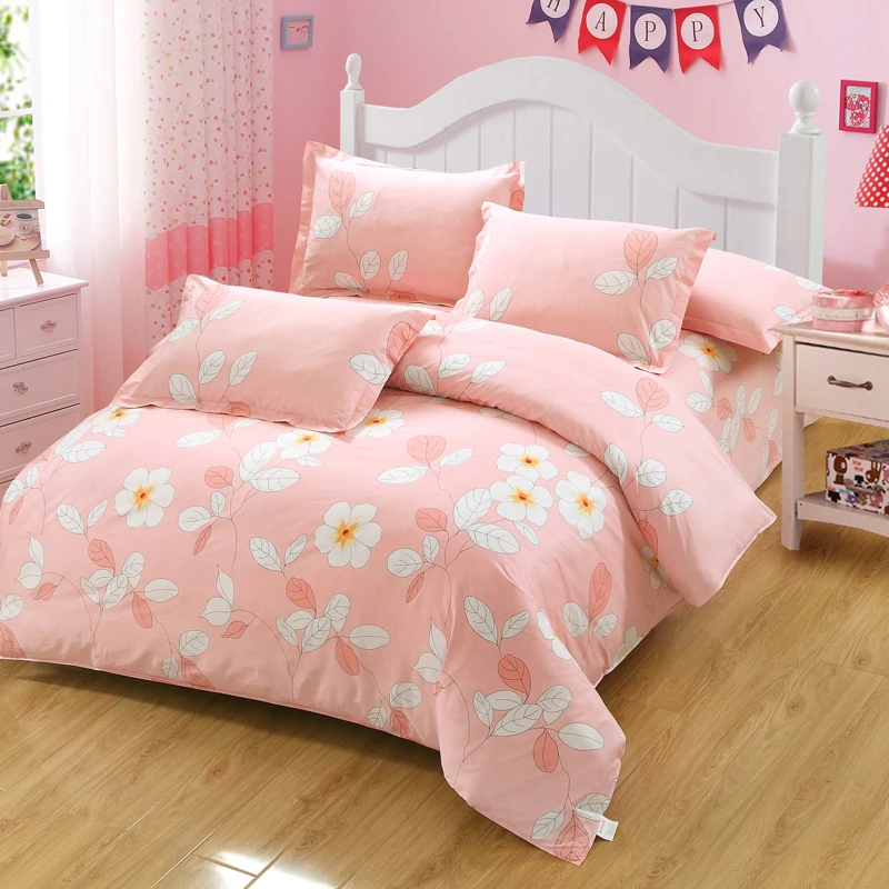 Light Pink Flower Bedding Set Bed Linen Set Soft Bed Sheet Duvet