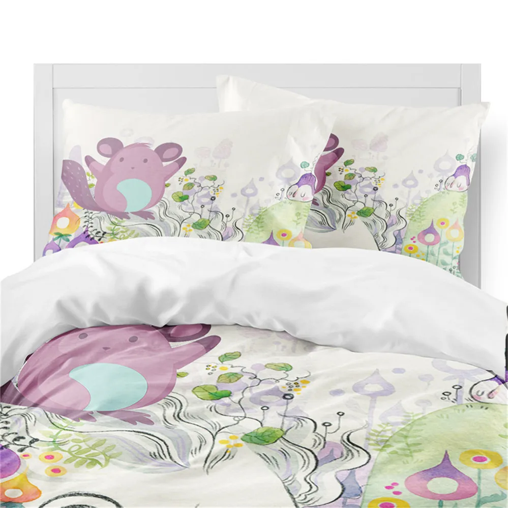Комплект постельного белья с рисунком Тоторо, натуральный пейзаж, зеленое растение, пододеяльник, Набор детских постельных принадлежностей, красочное постельное белье, 3 шт., домашний декор, D35