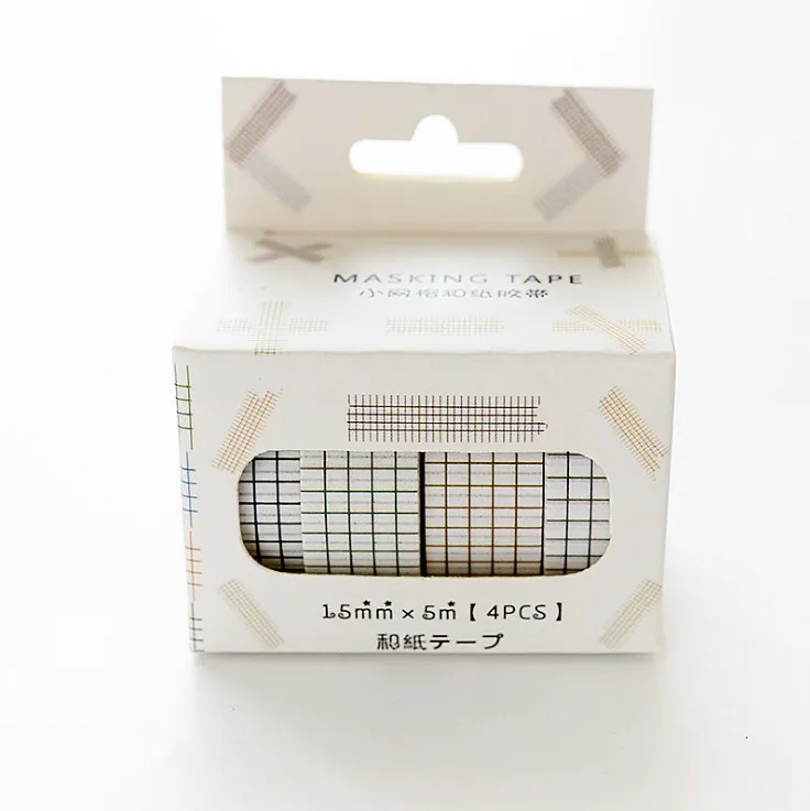 4 рулона/лот японский Васи набор маскировочной клейкой ленты сетка полоса точка Бумага Маскировочные ленты васи ленты DIY Скрапбукинг стикер - Цвет: grid