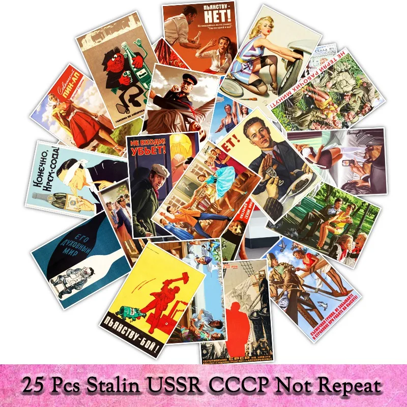 

25 PCS Stalin USSR CCCP Stickers for Luggage Notebook Bicycle Laptop Skateboard Cool Stickers Collection