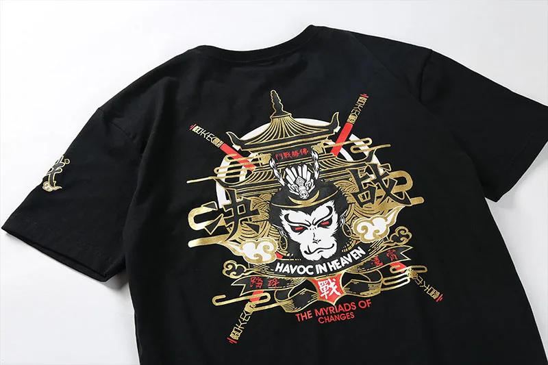 HISTREX японский стиль вышивка футболка с изображением обезьяны Футболка мужская футболка хлопок футболки с принтом уличная Футболка Мужская s 47CKJ