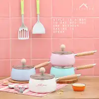 Justcook 16 ซม.นมกระทะคริสต์มาสของขวัญช็อกโกแลตซุปนม No-Stick หม้อใช้ทั่วไปสำหรับแก๊ส & Induction Cooker
