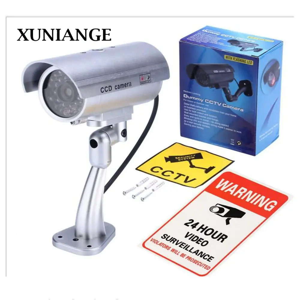 

XUNIANGE Solar Power Fake Camera Waterproof Simulation Camera Indoor Security CCTV Dummy Camera With LED Light Monitor