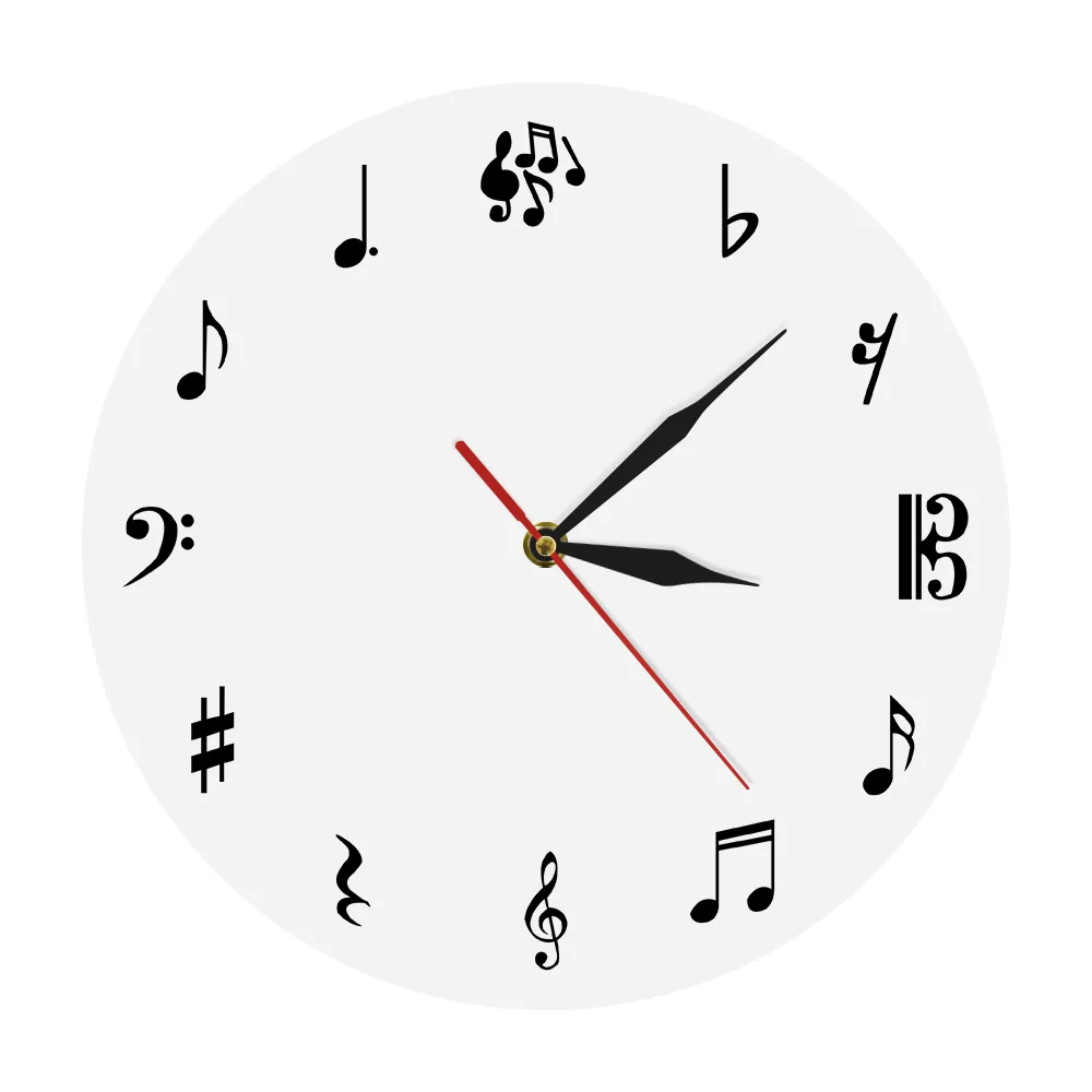 Musical Notes Music Sign Modern Simple Clock Creative Art Room Wall