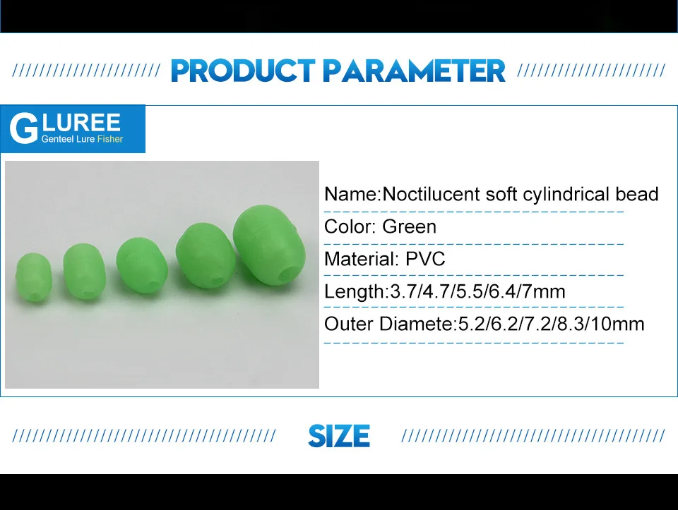 GLUREE-100PcsLot-Cyclindrical-Soft-Luminous-Fishing-Beads-Green-Glow-in-Dark-Lure-PVC-Floating-Fishing-Tackle-Accessories_03