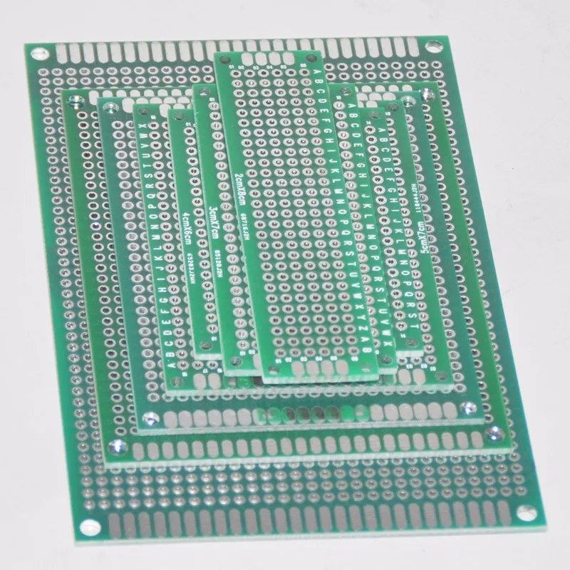 7 шт. PCB Прототип платы 2,54 мм 1,6 мм контурная Луженая универсальная стрипборд Veroboard Двусторонняя 2X8 3X7 4X6 5X7 6X8 7X9 8X12 см