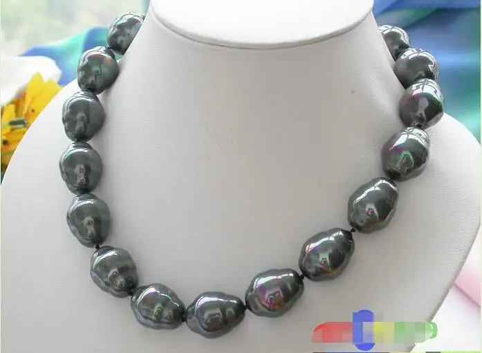 

FREE SHIPPING HOT sell new Style >>>> 17" 20mm BLACK BAROQUE SOUTH SEA SHELL PEARL NECKLACE