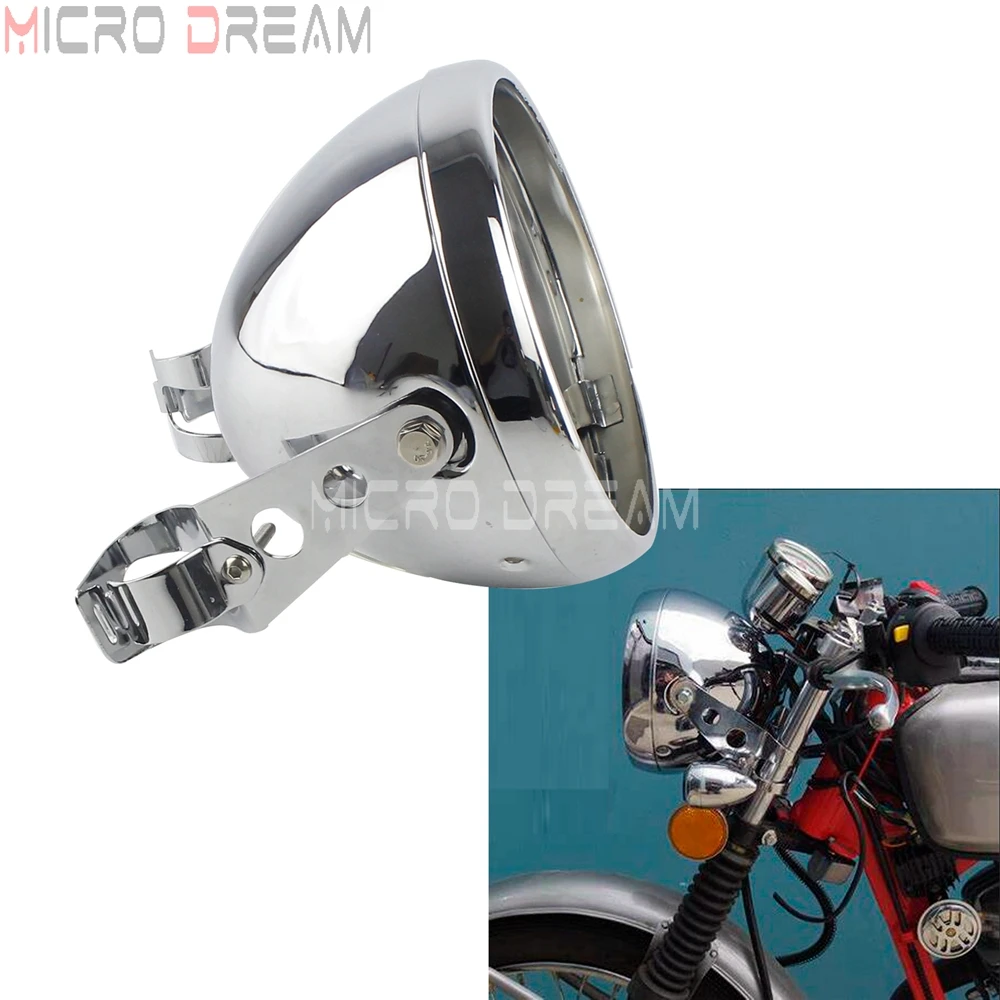 

Chrome Motorcycle 7 inch LED Round Headlight Bucket Housing w/ 28-42mm Mount Bracket Kit for Harley Universal Headlamp Shells