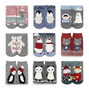 

Women's Fall/Winter Chaussette Femme Creative Character Animal Cartoon Panda Penguin Rabbit Cute Meias Harajuku Funny Cotton Sox