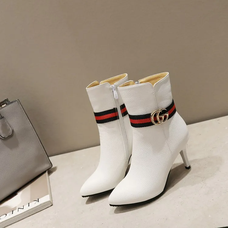 

Big Size 9 10 11-16 boots women shoes ankle boots for women ladies boots Side zipper metal decorative color band
