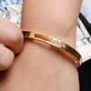 CZ Gold Stainless Steel Woman Bracelet Bangle Crystal Rhinestones Sliding Luxury Wedding Party Band Wristband Jewellery Gift ► Photo 2/6