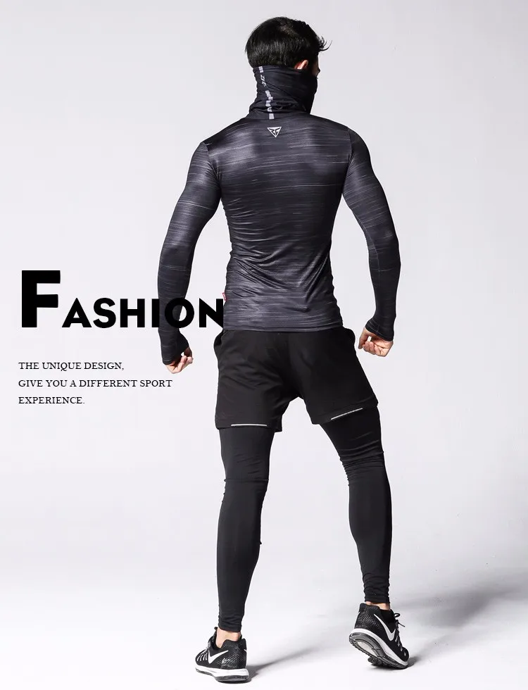 ZRCE Быстросохнущий дышащий высокоэластичный пуловер с защитой от выцветания, компрессионные топы, мужская рубашка для фитнеса и велоспорта, футболка с длинными рукавами