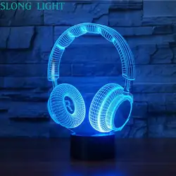 3D лампа радио DJ Illlusion студийного монитора Hi-Fi музыкальные наушники 3d ночь легкие наушники красочная настольная лампа Спальня украшения