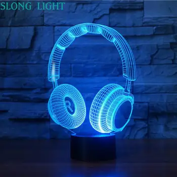 

3D Lamp Headset DJ Illlusion Studio Monitor hifi Music Earphone 3d Night Light Headphone Colorful Desk Lamp Bedroom decoration