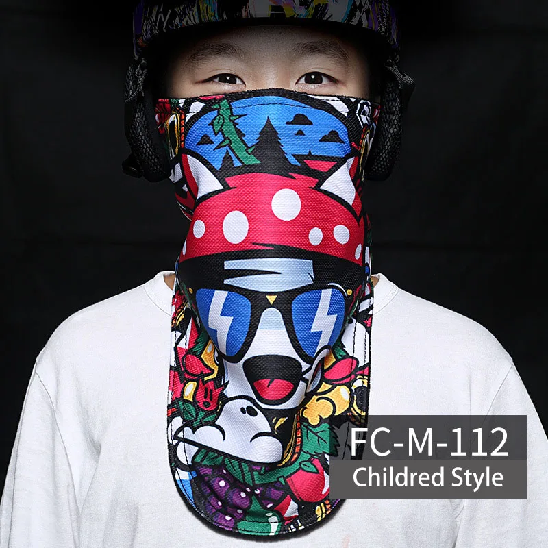 QLIOING Детский защитный капюшон для сноуборда, Балаклавы, шарф с 3D принтом, детская Лыжная зимняя теплая флисовая велосипедная маска для лица - Цвет: 3