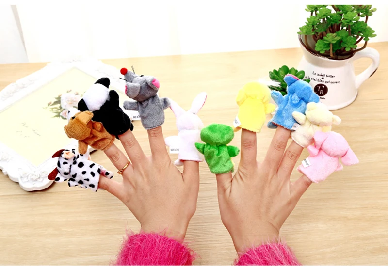 16 шт. милые Мультяшные биологические животные Семейные пальчиковые куклы мягкие игрушки для детей Детские куклы для мальчиков и девочек пальчиковые куклы GYH