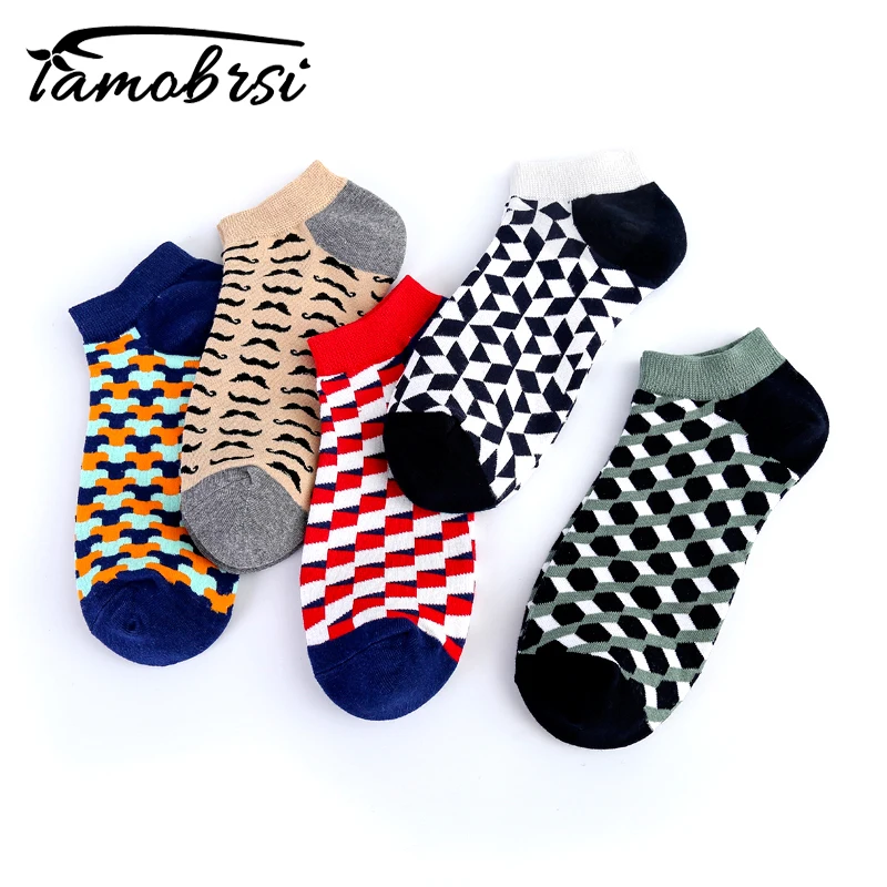 

Happy Geometric Invisible Summer Boat Low Socks Short Half Creative Crazy Socks Women Men Socks Cotton Funny Casual Socks Famale