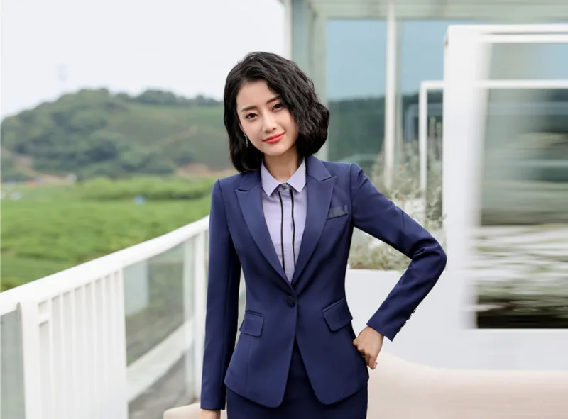 Осень 2018 г. Slim Fit для женщин Формальные куртки с длинным рукавом Блейзер офисные