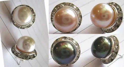 

ry00865 3 color-stunning cultured 10-11mm white/pink/black pearl CZ stud earrings can choose A0422 -Bride jewelry free shipping