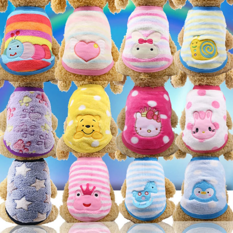 

New Spring Autumn Cartoon Dog Fleece Vest Clothes Soft Warm Cute Chihuahua Coat for Small Medium Puppy Cat Pet Jackets GY08
