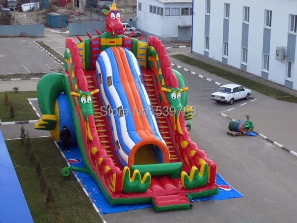 

(China Guangzhou) inflatable slides,Castle slides Blue Dragon slide CHA-114