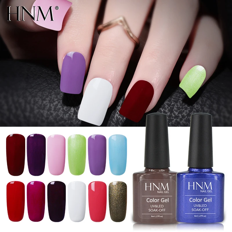 

HNM 8ML UV Gel Nail Polish Pure Color Nail Gel Long Lasting Stamping Enamel Paint Gellak Hybrid Glue Varnish Nails Gelpolish