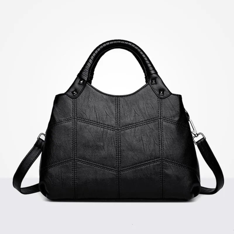 Designer Womens Bag Artificial Leather Handbags Knitting Black Ladies Shoulder Bags Small Women ...