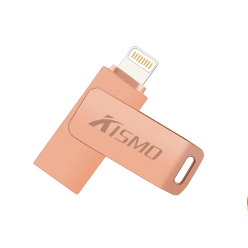 Kismo металлический USB флеш-накопитель, портативная карта памяти, подарок, U диск, OTG, ручка-накопитель для iphone X 7 8 6Plus 6S 5S 5C iPad Mini Air 2 - Цвет: Rose Gold