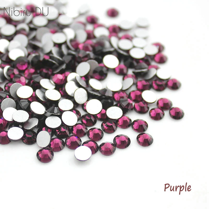 

Super Shiny SS3-SS34 Purple Glitter Non Hotfix Opal Color 3D Nail Art Decorations Flatback Rhinestones Strass Stones