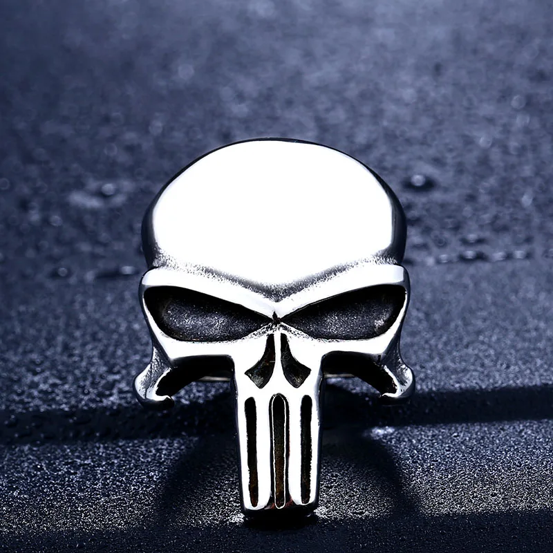 Stainless Steel men ring the Punisher skull ring punk biker fashion jewelry