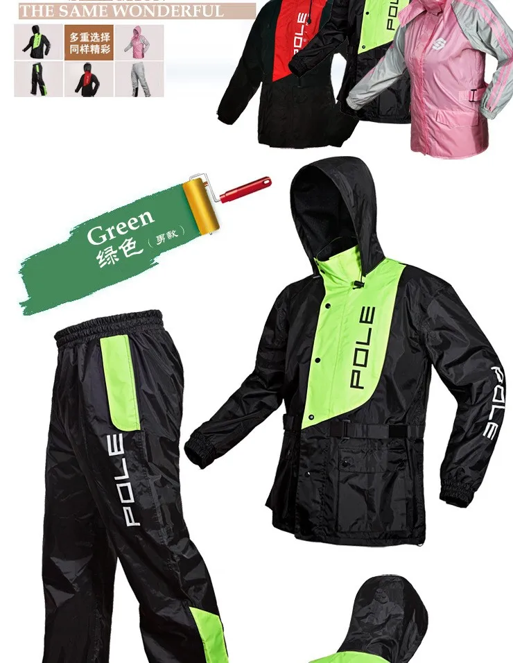 Free Shipping 3 Color Fashion Outdoor Sports Fishing Man & Woman Waterproof Fission Raincoat Suit Motorcycle Raincoat +pants11